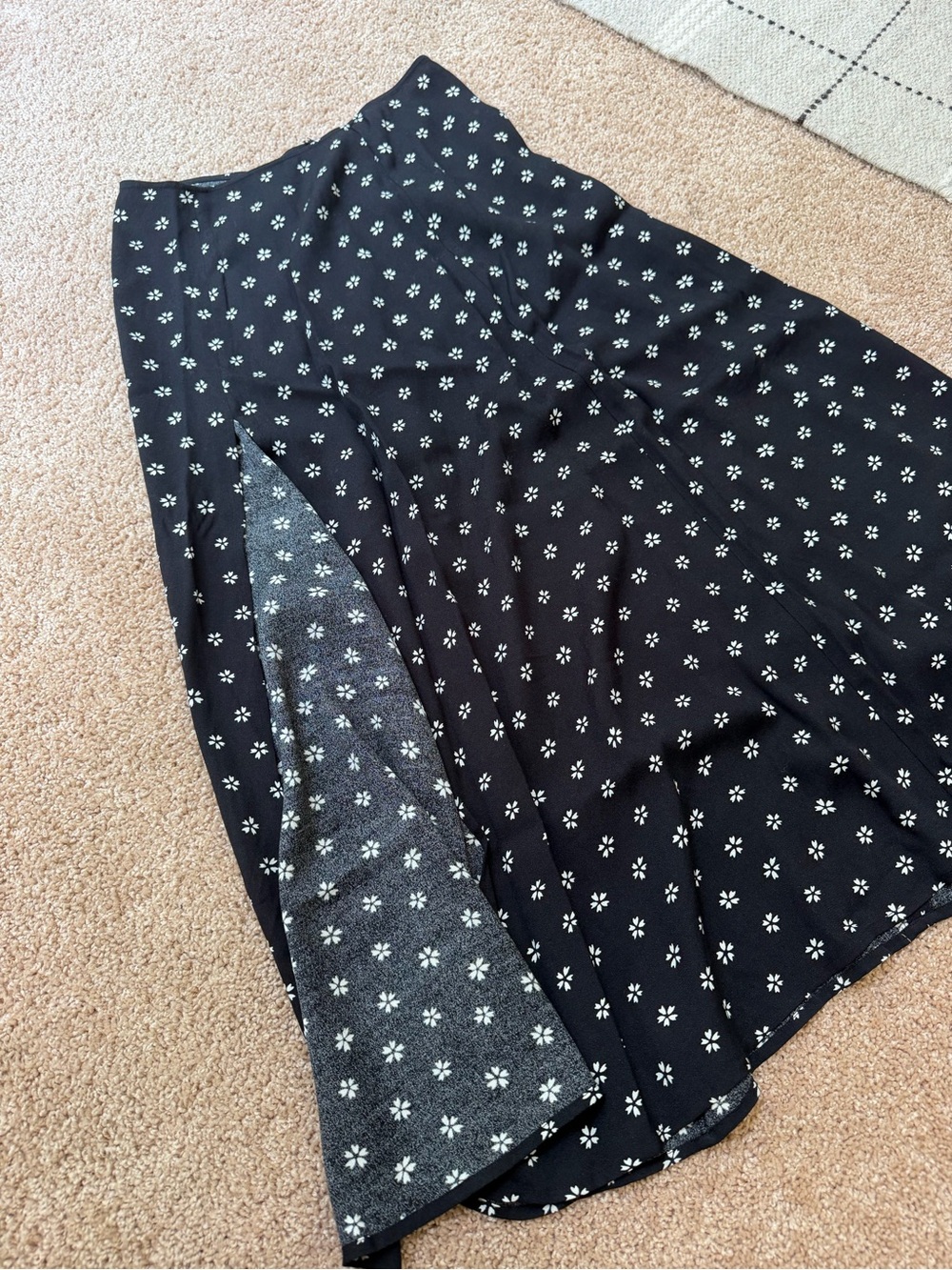 Reformation Black Daisy A-Line Maxi Skirt